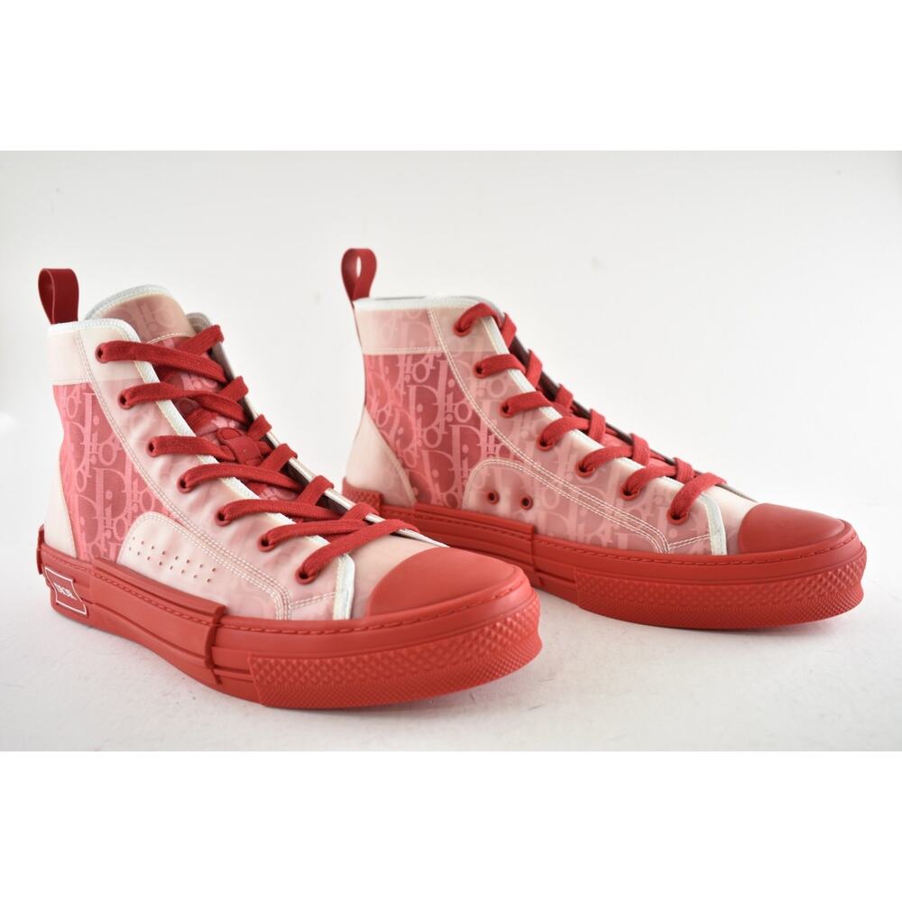 Dior Mens B23 Red Oblique Logo Transparent High Top Lace Up Flat Sneaker 44 11 - Picture 3 of 11